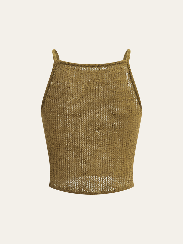 Haut court en tricot semi-transparent