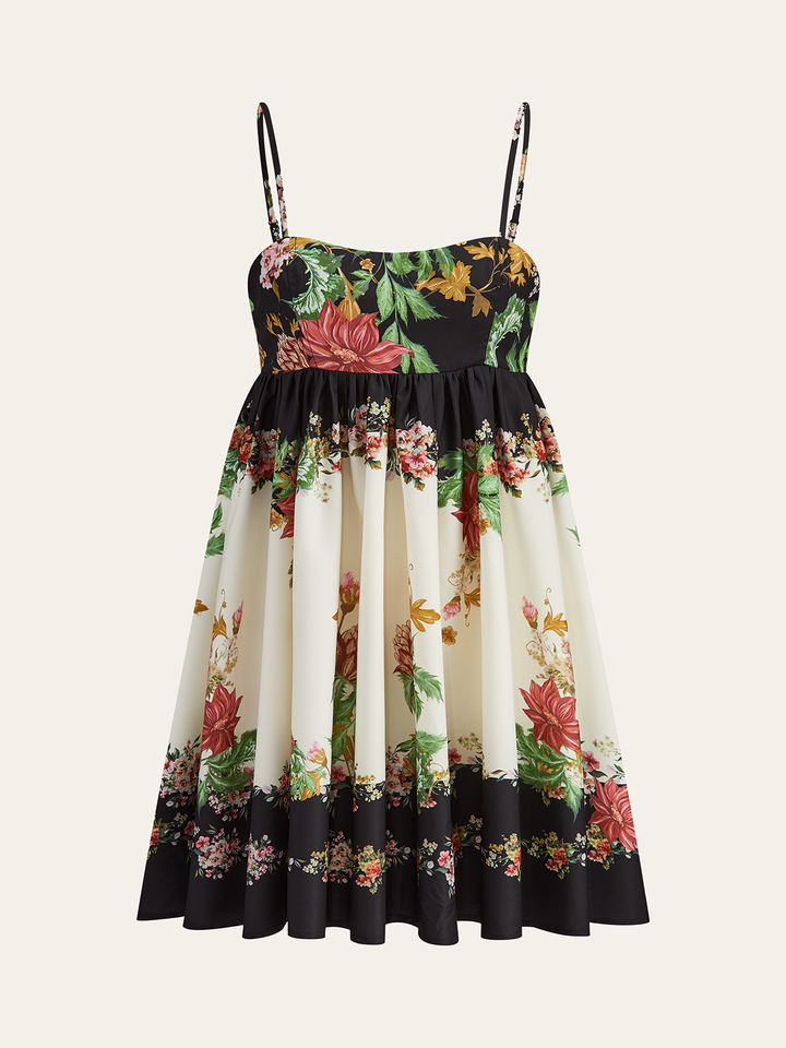 Robe Mini à Bretelles Spaghettis Imprimé Floral