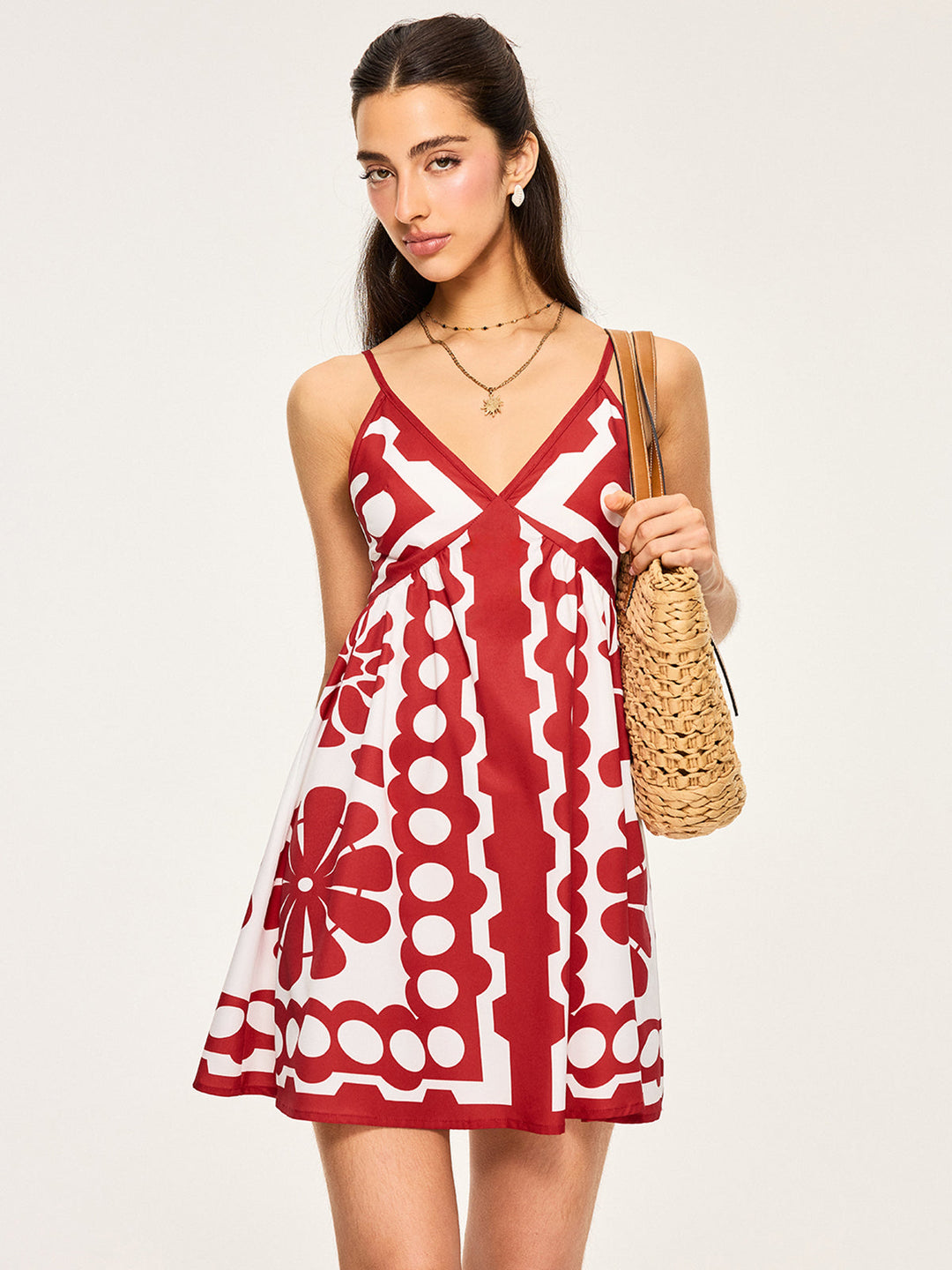 Robe à Bretelles Spaghettis à Imprimé Floral