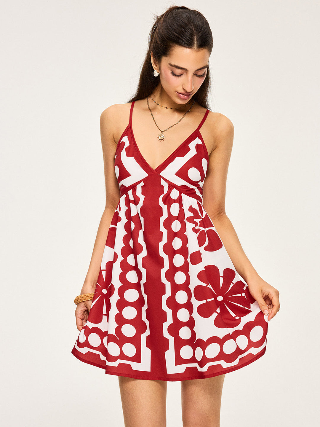Robe à Bretelles Spaghettis à Imprimé Floral