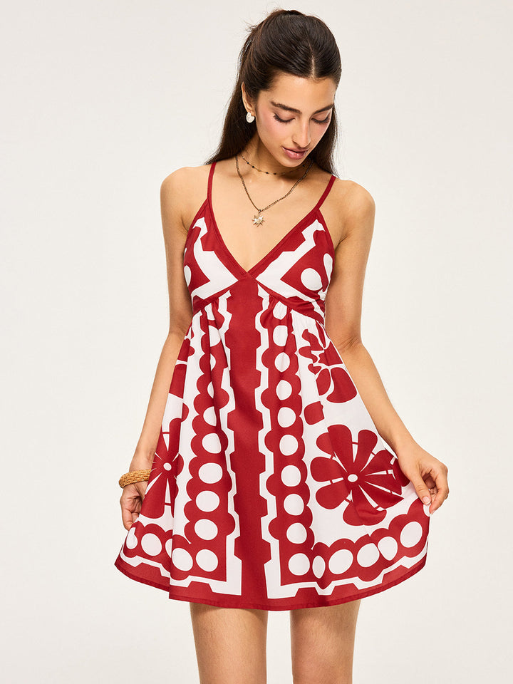 Robe à Bretelles Spaghettis à Imprimé Floral