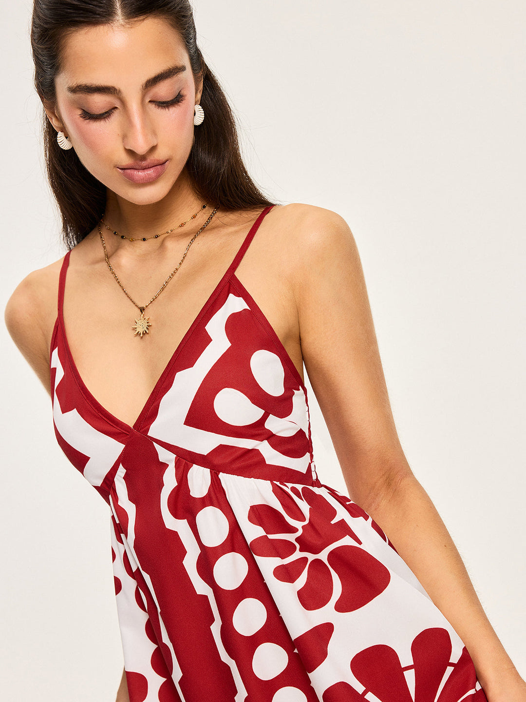 Robe à Bretelles Spaghettis à Imprimé Floral