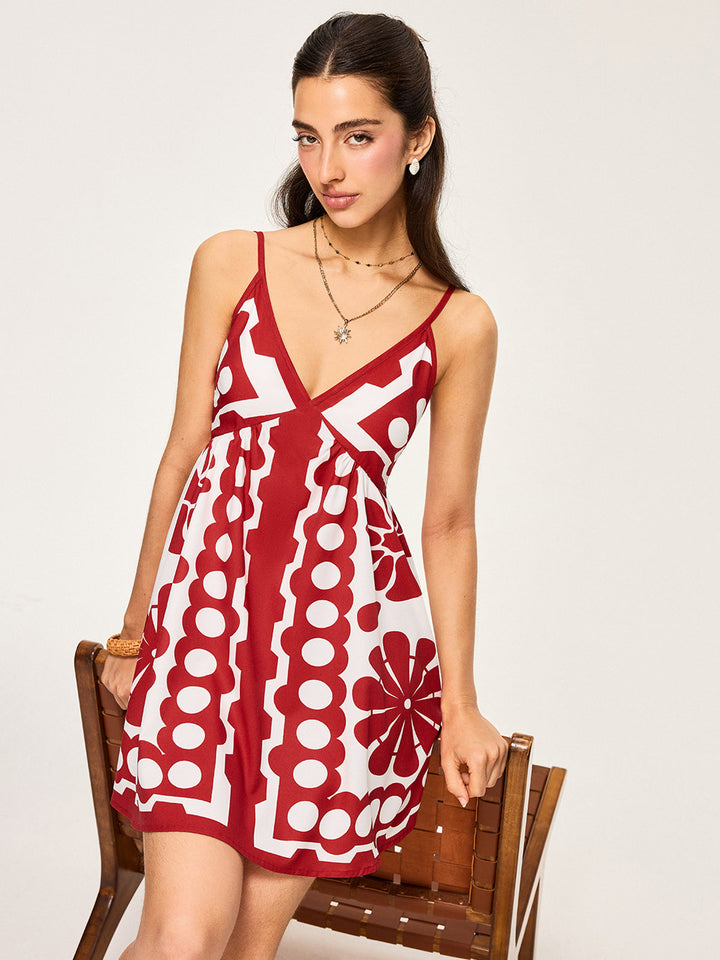 Robe à Bretelles Spaghettis à Imprimé Floral