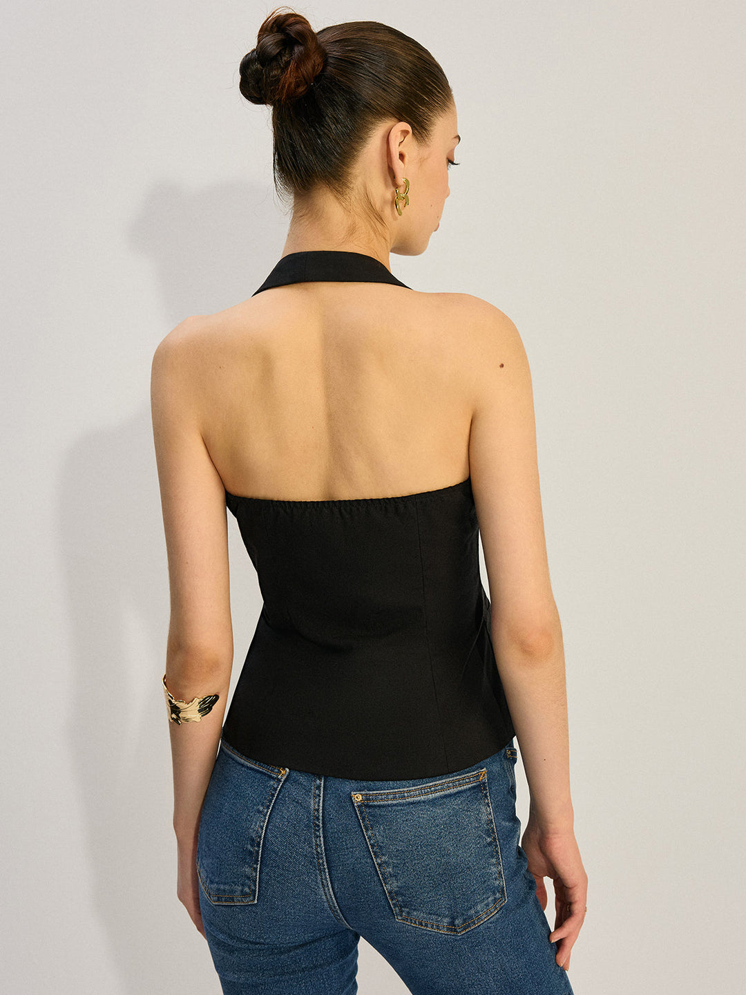 Gilet Gilet à col licou avec boutonnage asymétrique
