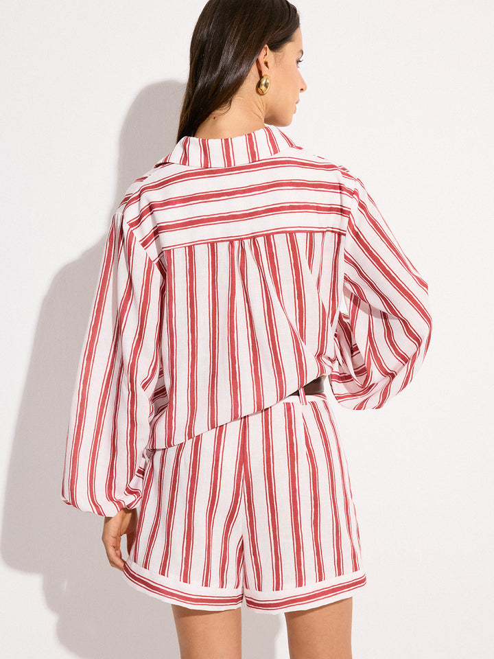 Ensemble short rayé à poches