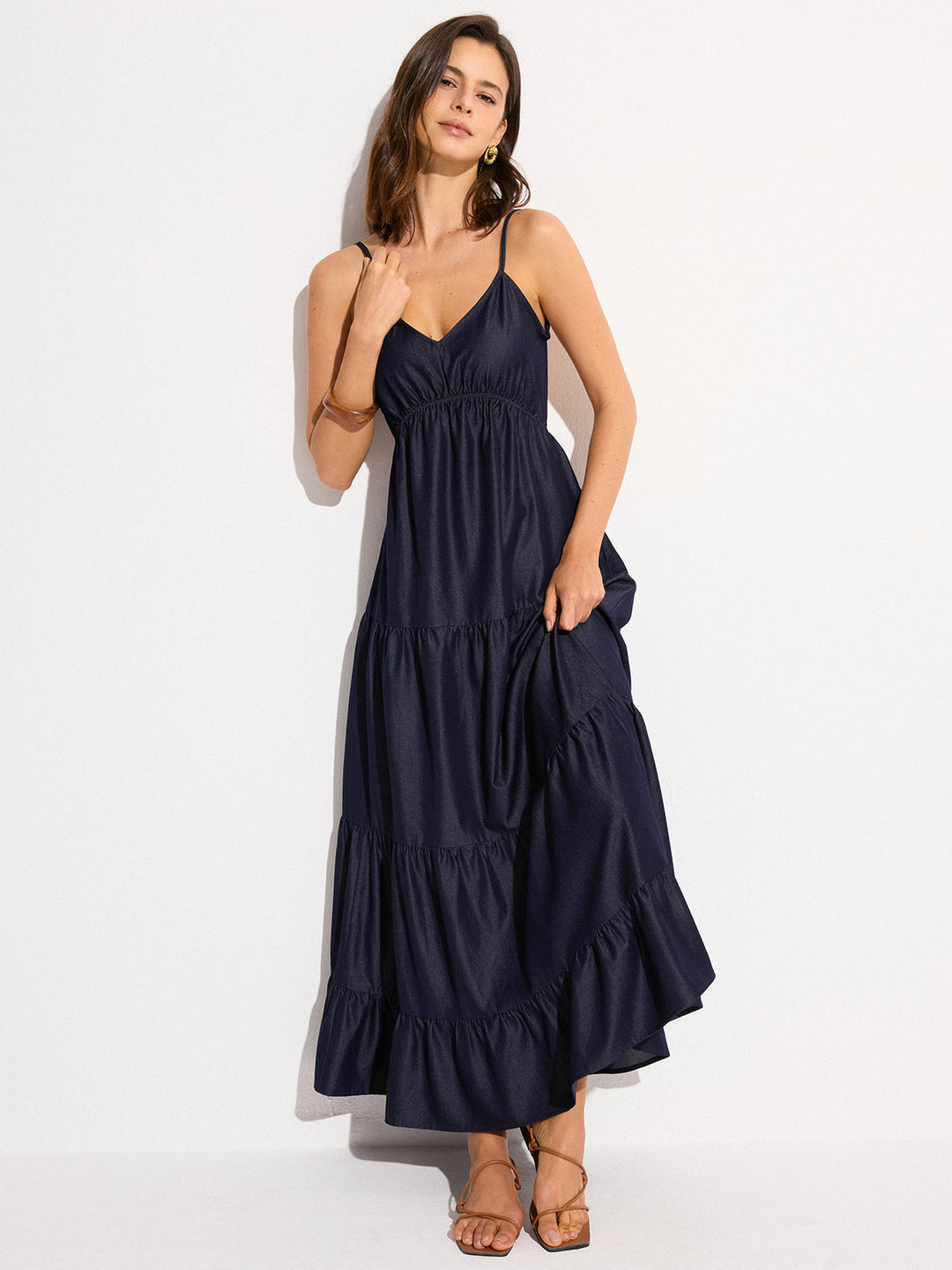 Robe Longue à Volants sans Dos