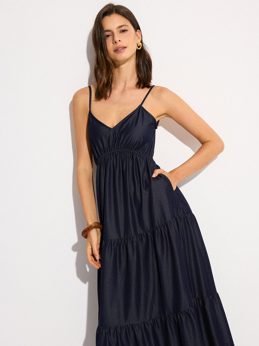 Robe Longue à Volants sans Dos