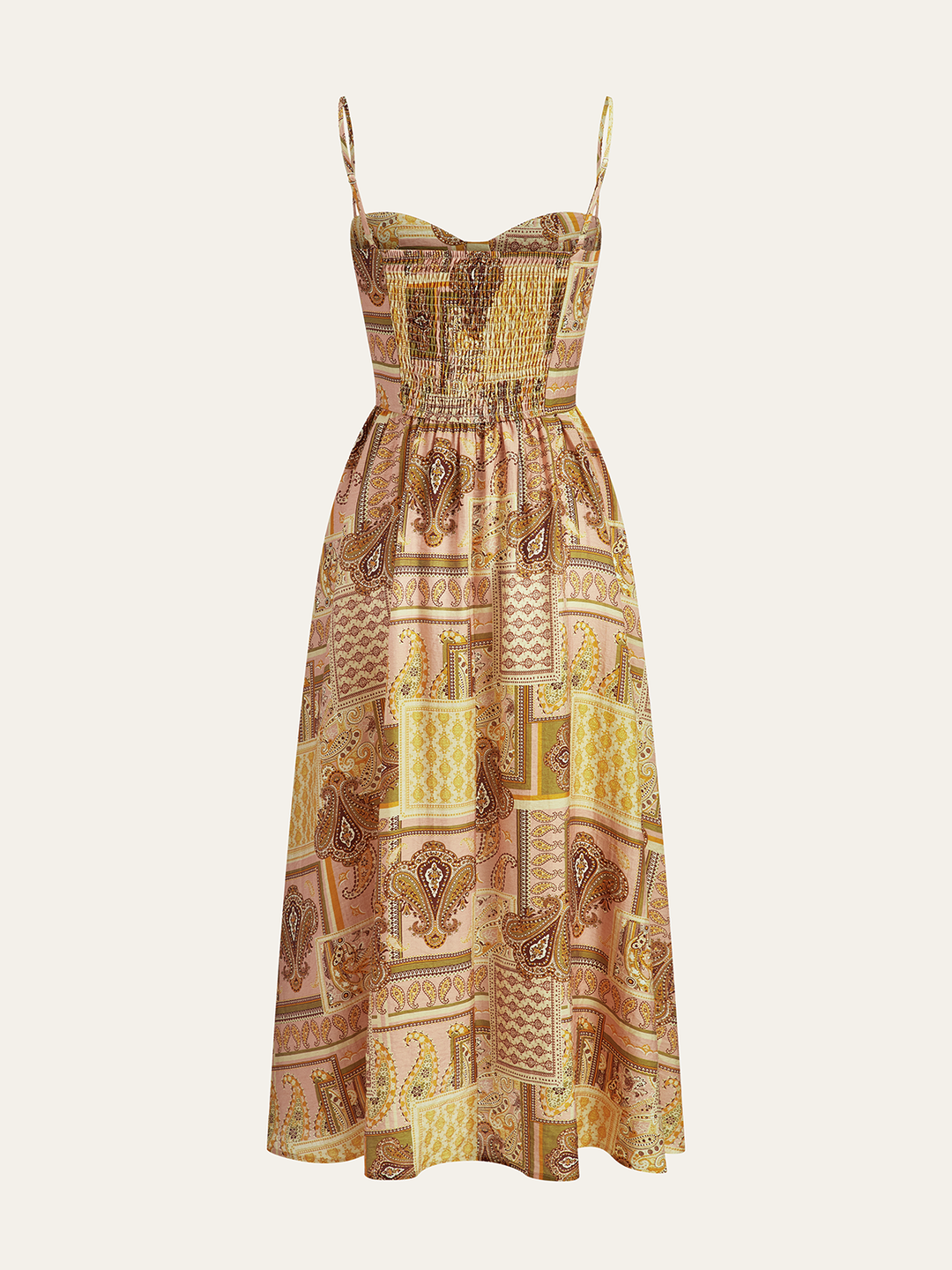 Robe mi-longue à bretelles style cachemire