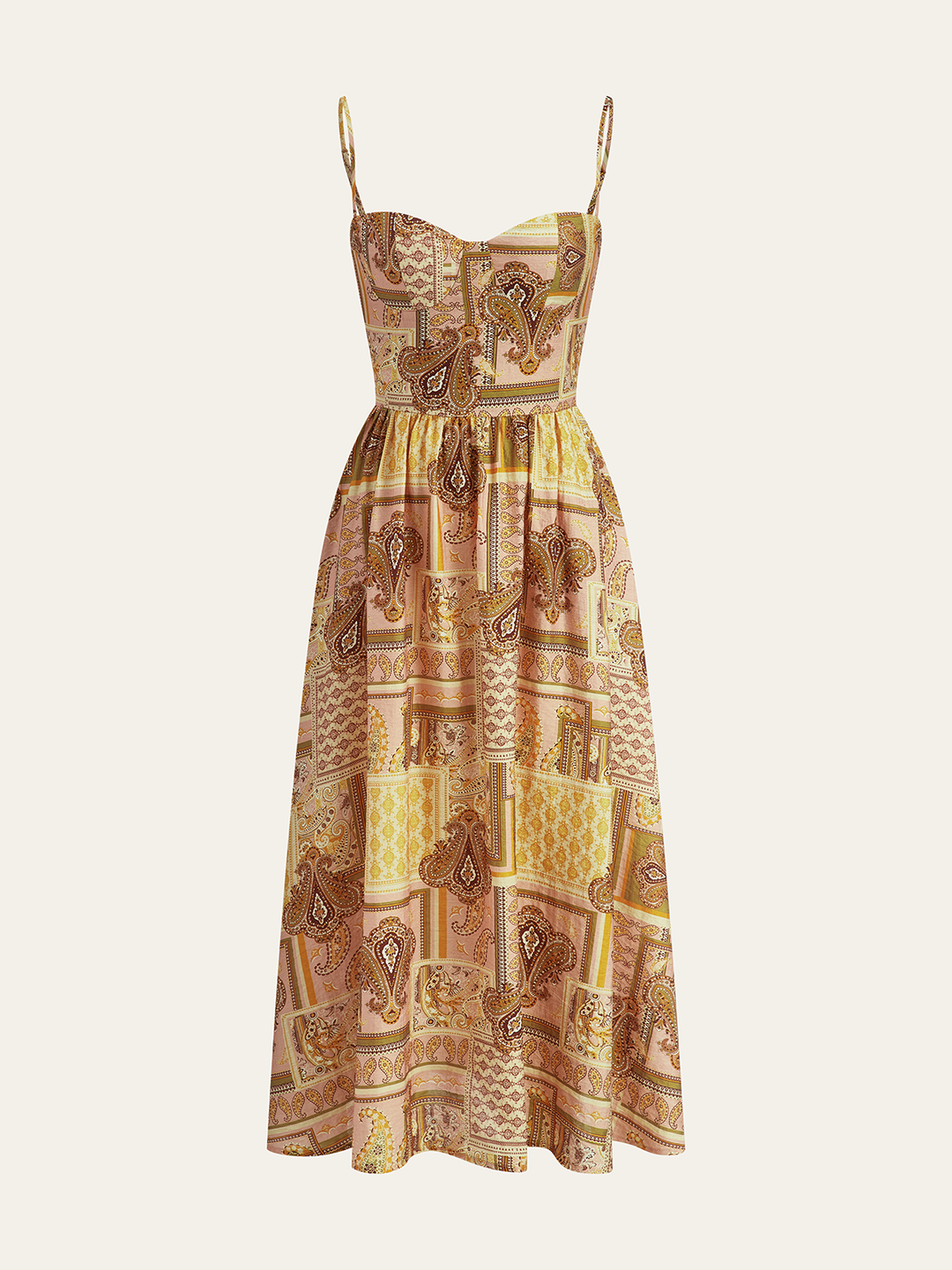 Robe mi-longue à bretelles style cachemire