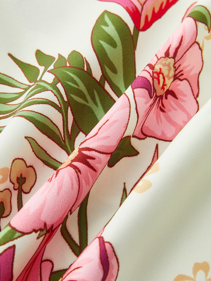 Combinaison Bodysuit à col en V et imprimé floral avec dos lacé