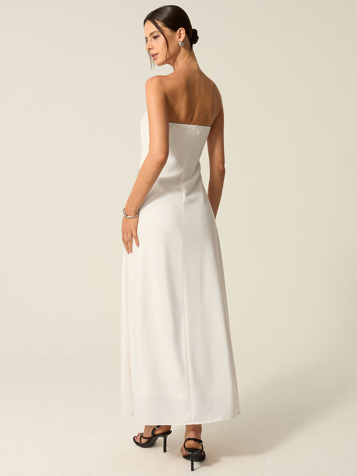 Robe Longue Sans Bretelles Imprimée à Fleurs