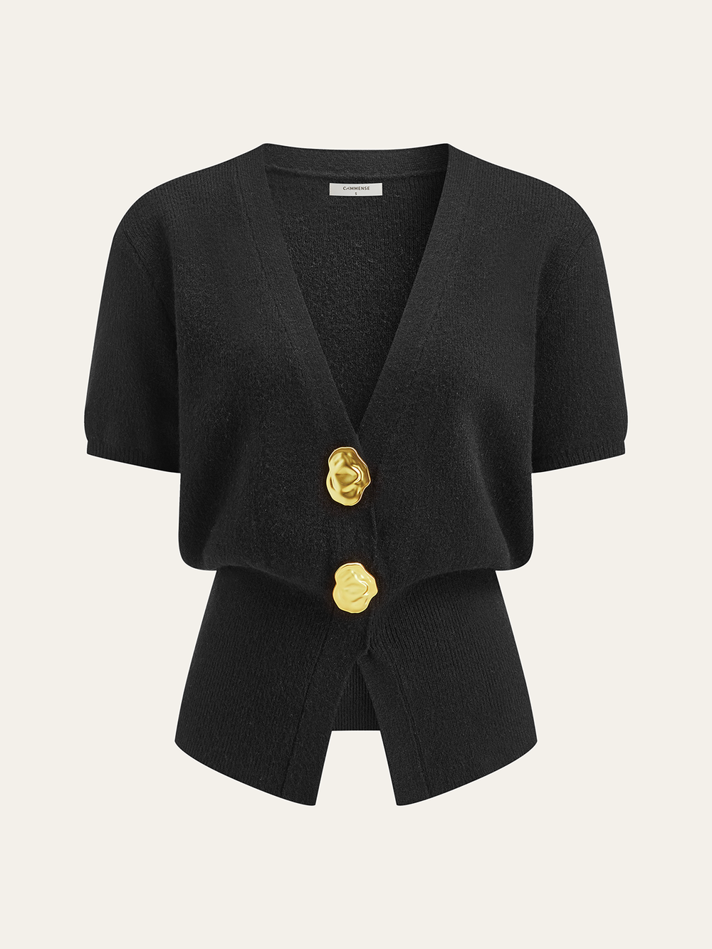 Pull à col en V avec boutons en métal