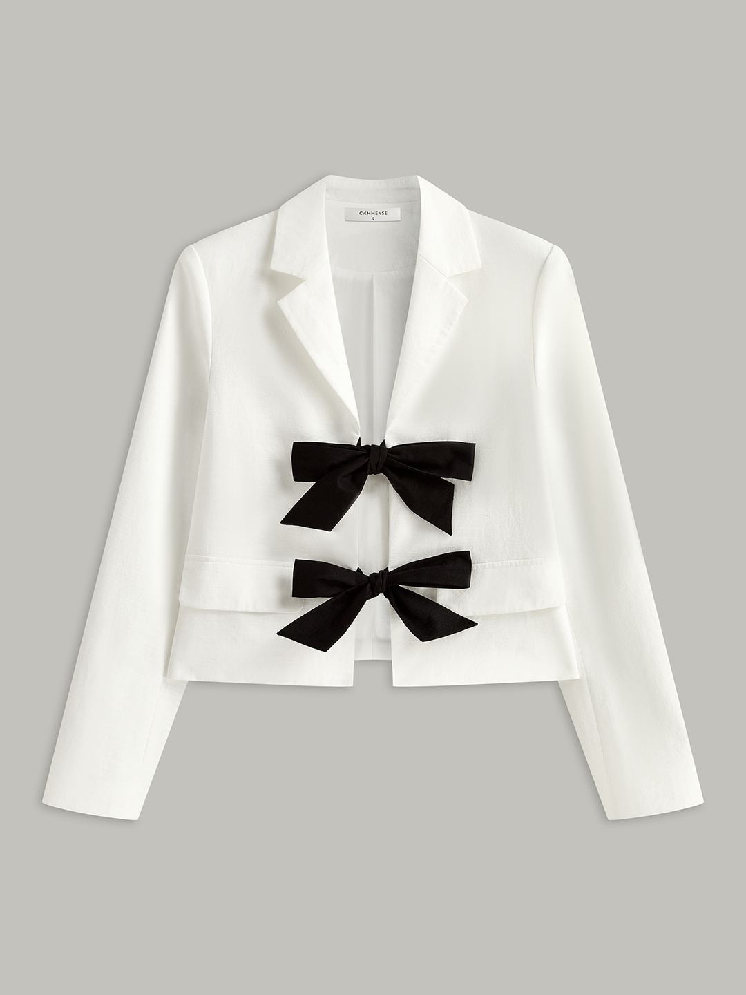Blazer Court en Coton et Lin avec Noeud