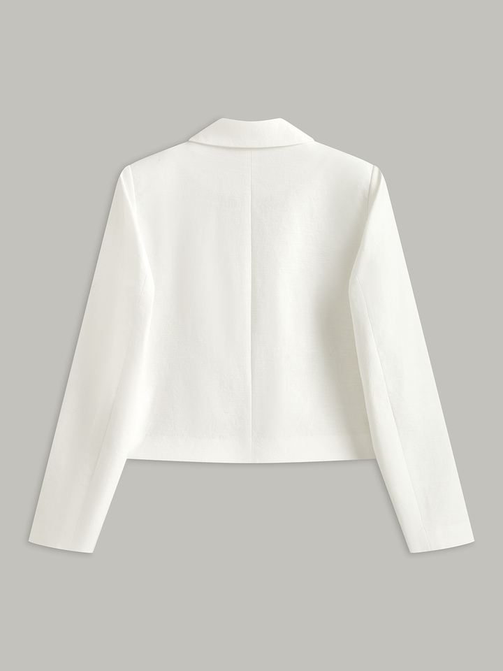 Blazer Court en Coton et Lin avec Noeud
