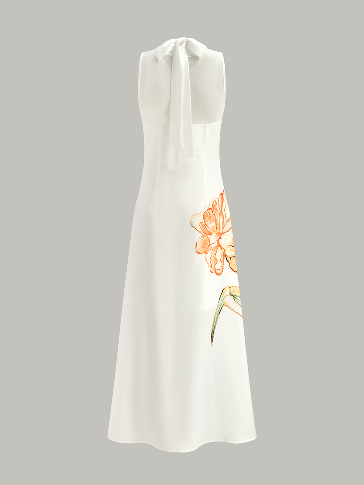 Robe Maxi à Col Halter Imprimé Floral