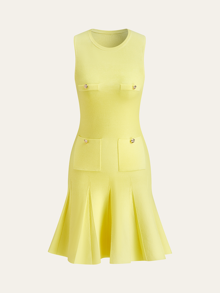 Robe Tricot Sans Manches Détail Poche