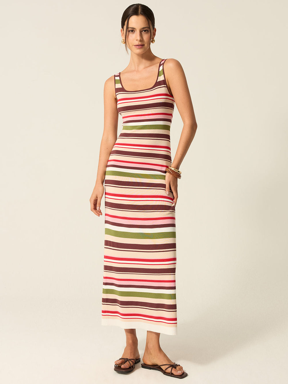 Robe Longue à Rayures Color-Block