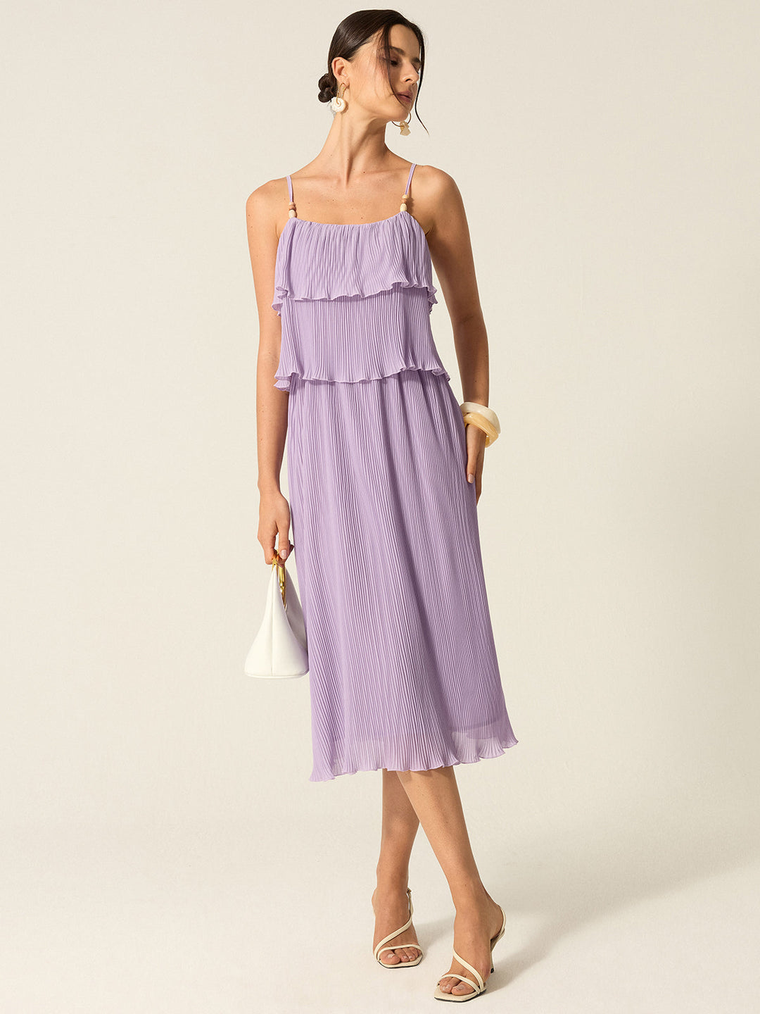 Robe Longue Plissée à Superpositions