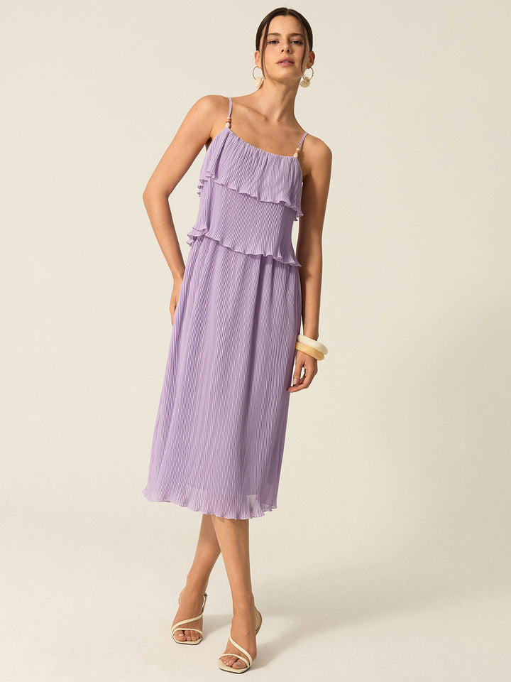 Robe Longue Plissée à Superpositions