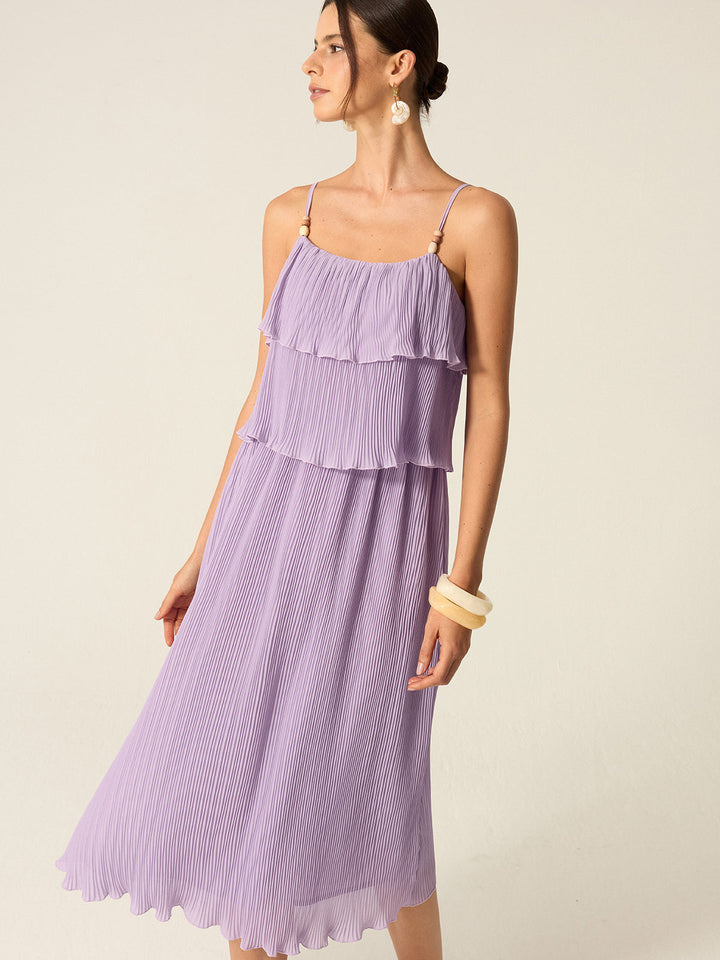 Robe Longue Plissée à Superpositions
