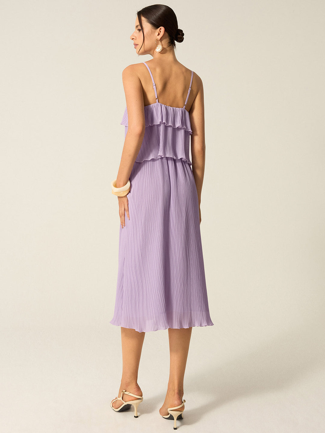 Robe Longue Plissée à Superpositions