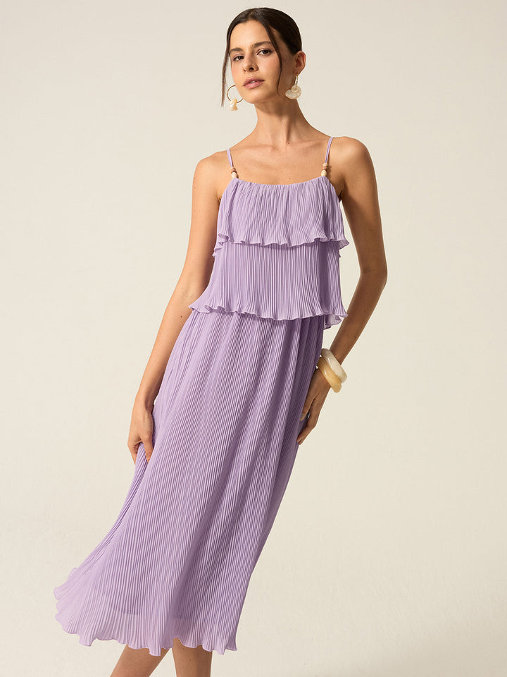 Robe Longue Plissée à Superpositions