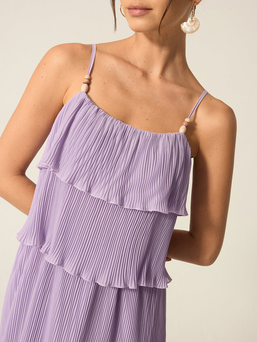 Robe Longue Plissée à Superpositions