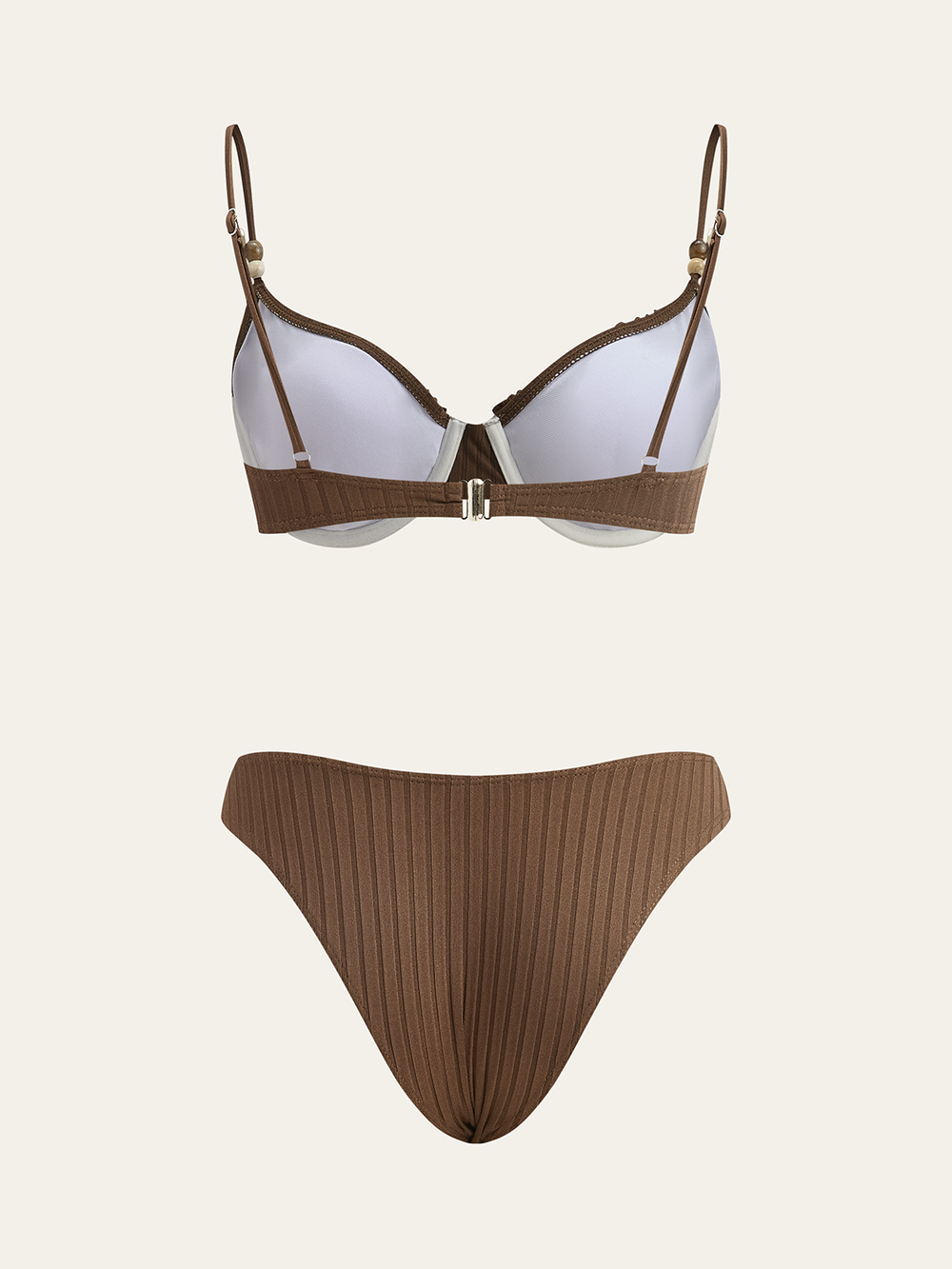 Ensemble de bikini côtelé avec détails à volants