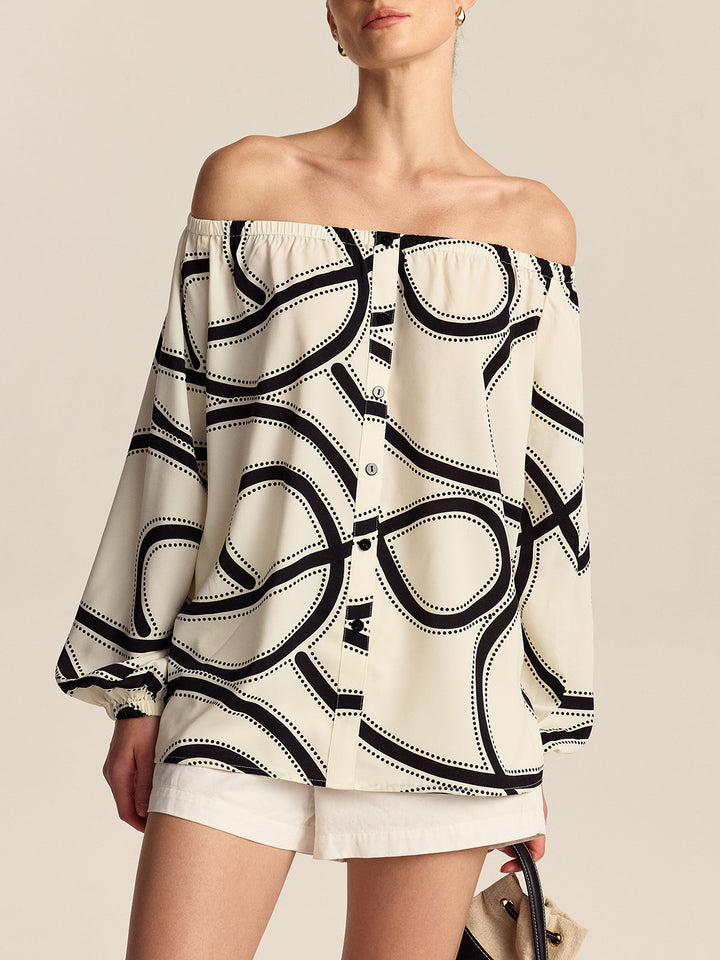 Blouse à épaules dénudées à motifs