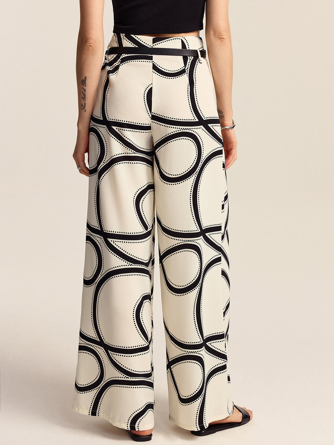 Pantalons larges semi-transparents à motifs