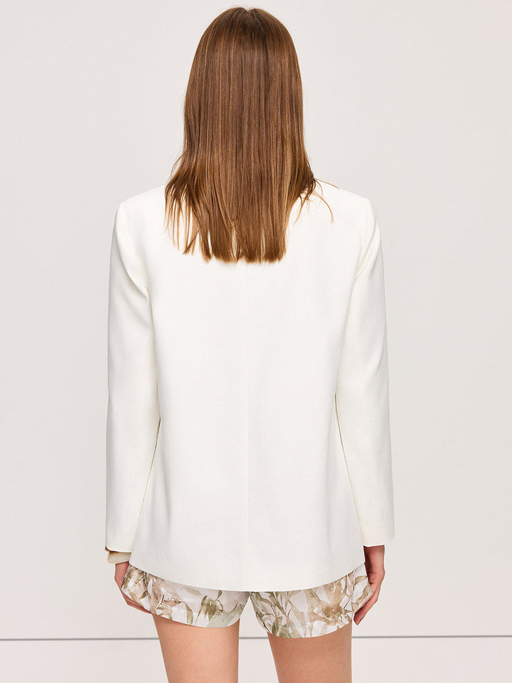 Blazer en lin et coton à poches