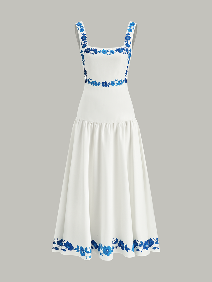 Robe Mi-longue à Imprimé et Dos Nœud Papillon