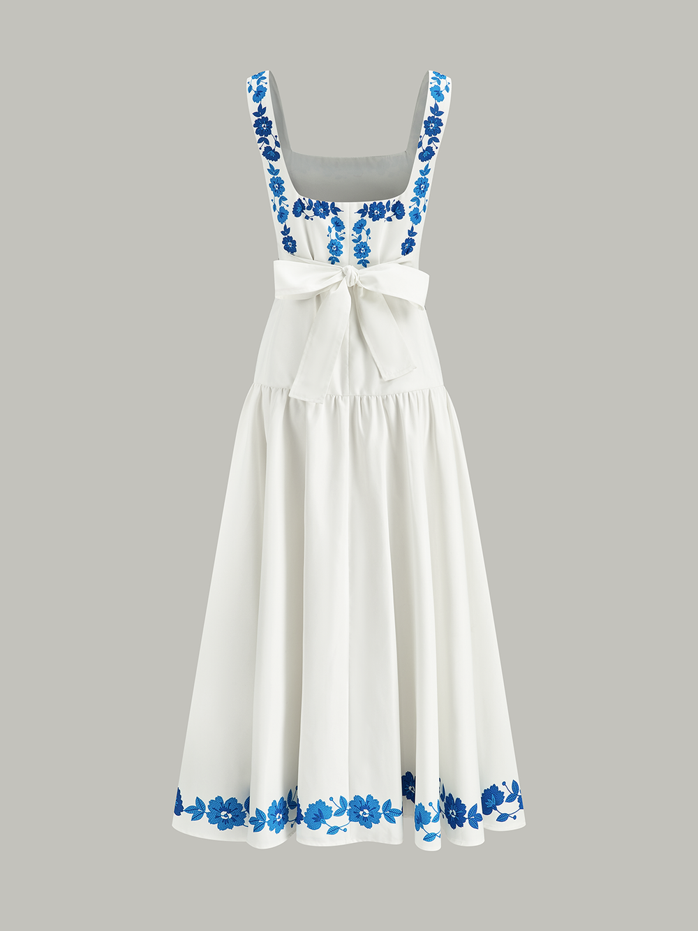 Robe Mi-longue à Imprimé et Dos Nœud Papillon