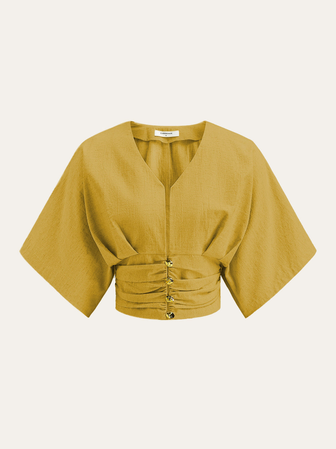 Haut Bouton Manches Kimono Coton & Lin