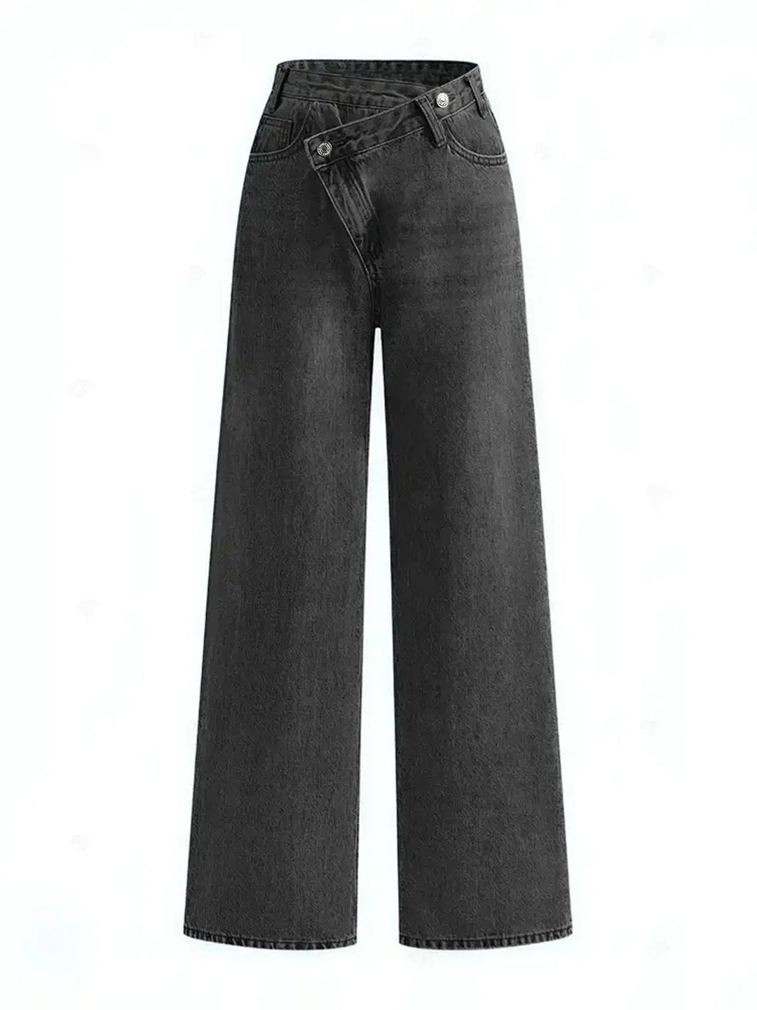 Jeans Large Jambe Taille Asymétrique
