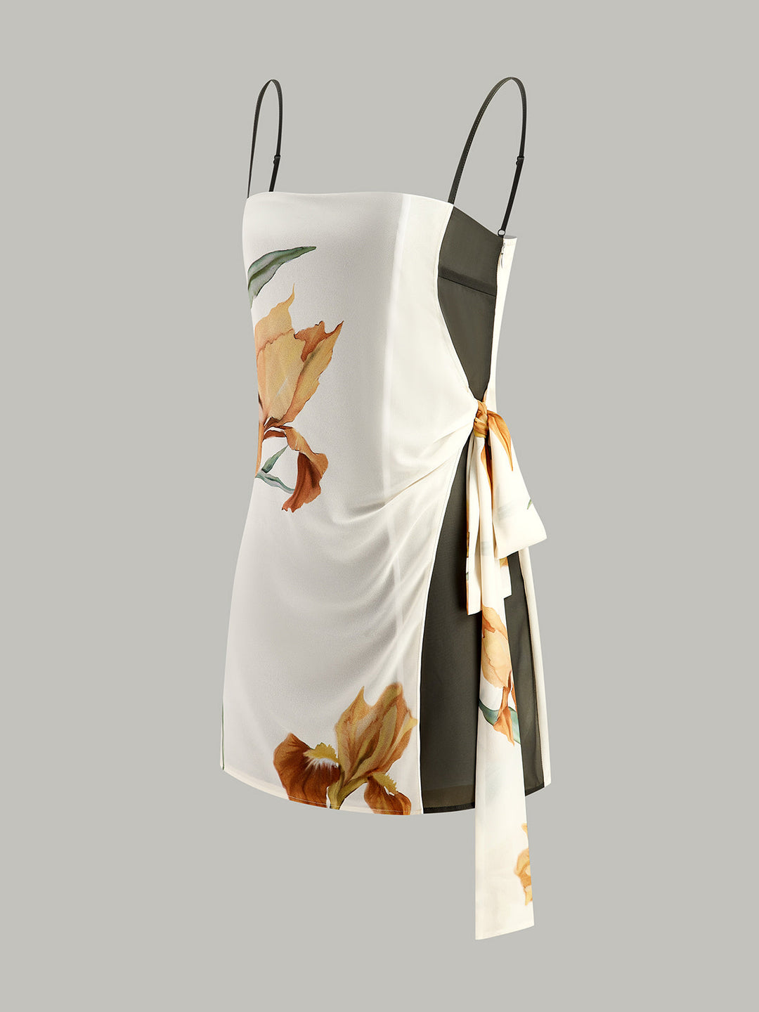 Robe Cami Imprimée Florale à Lacets Latéraux