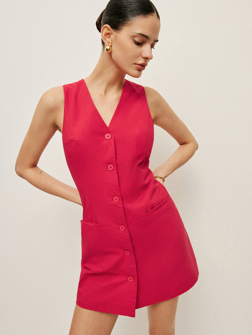 Robe Boutonnée à Poches en Coton