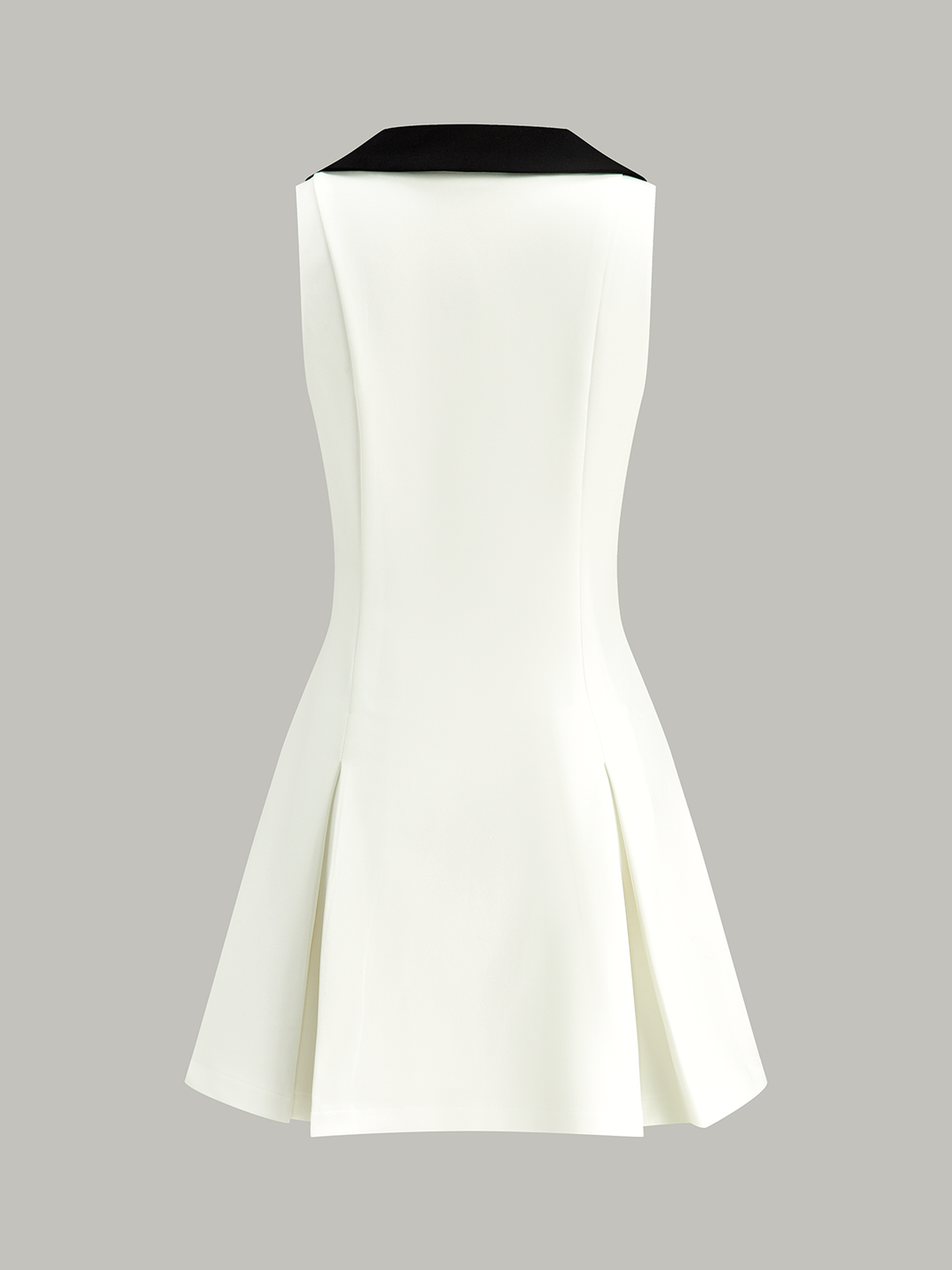 Robe Mi-longue Colorblock à Boutons Dorés