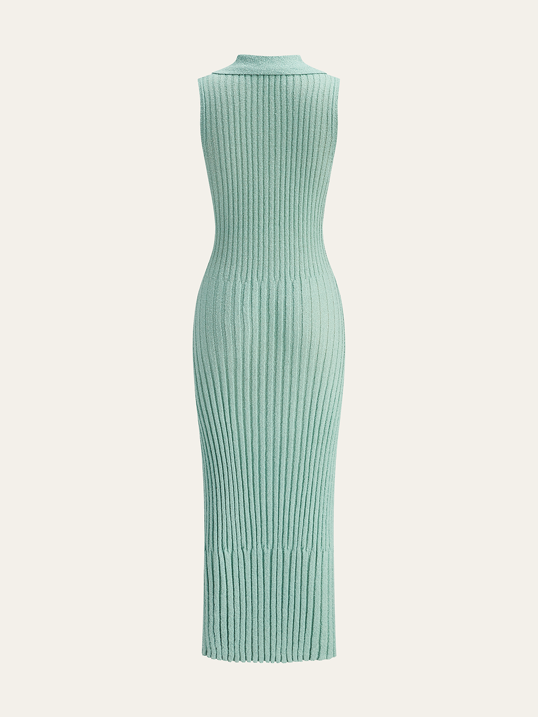 Robe mi-longue en tricot texturé côtelé avec col polo