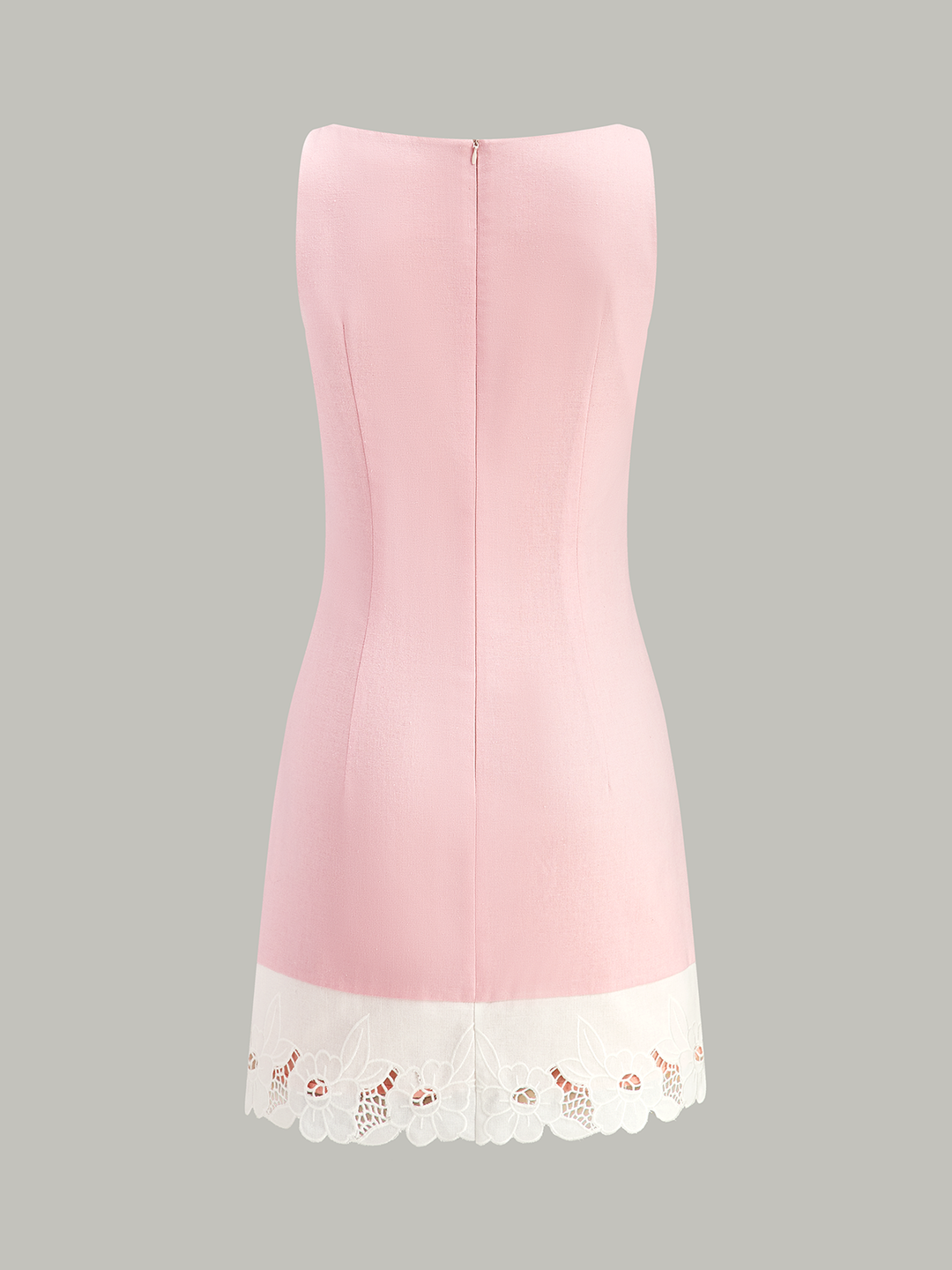 Robe Mini en Coton et Lin avec Bordure Brodé