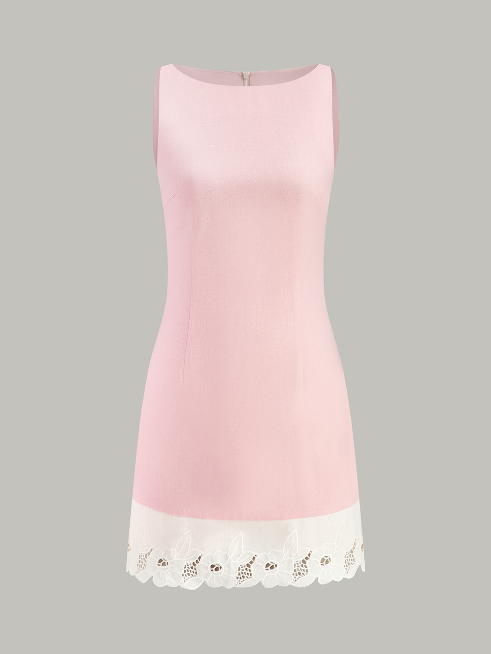 Robe Mini en Coton et Lin avec Bordure Brodé