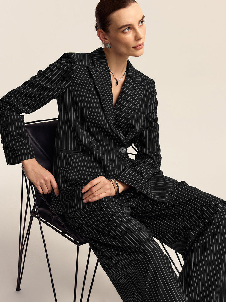 Blazer à Double Boutonnage à Rayures