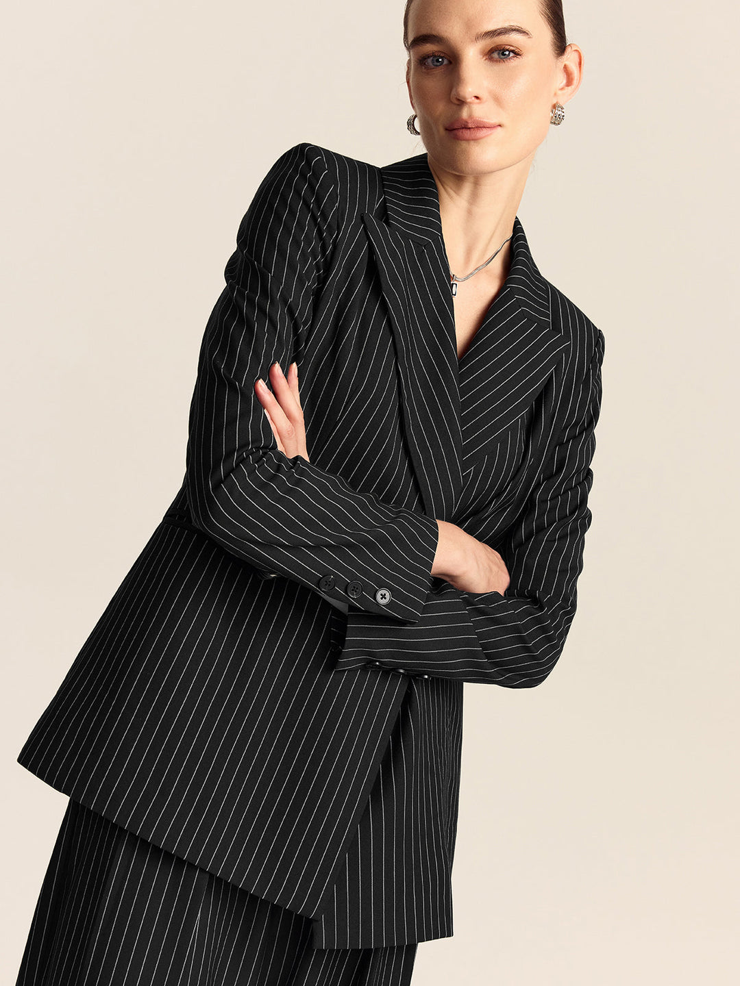 Blazer à Double Boutonnage à Rayures