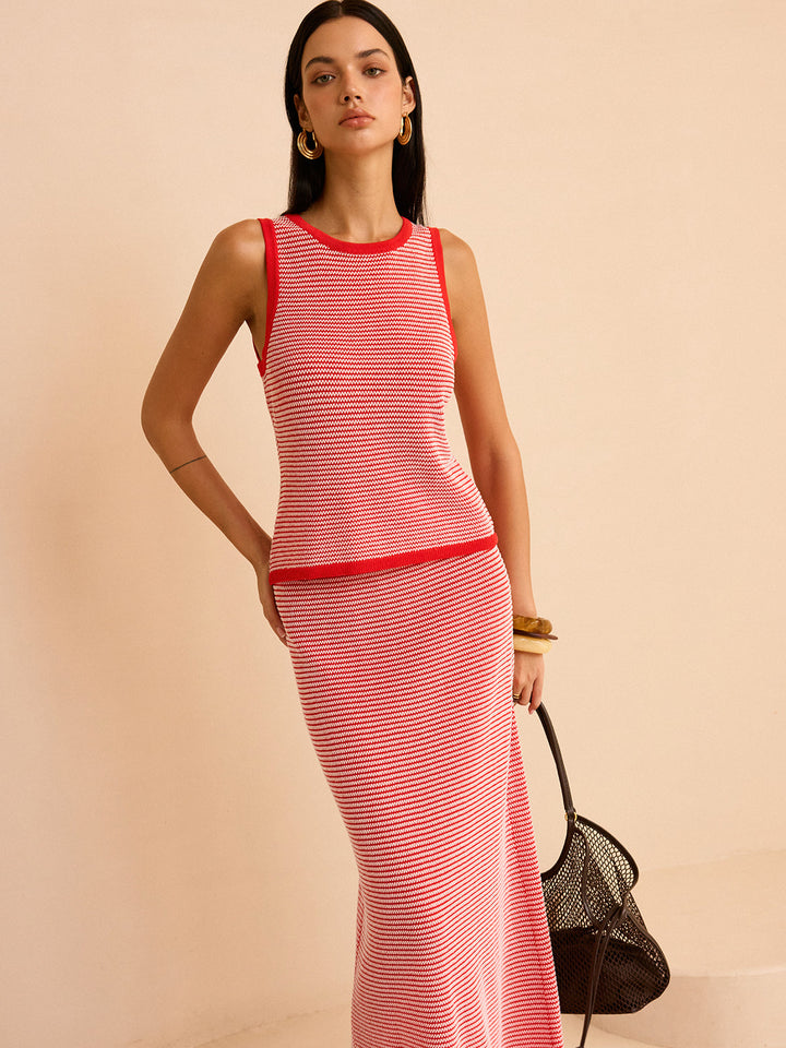 Ensemble coordonné en tricot à rayures