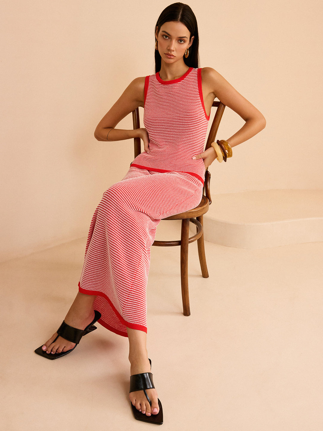 Ensemble coordonné en tricot à rayures