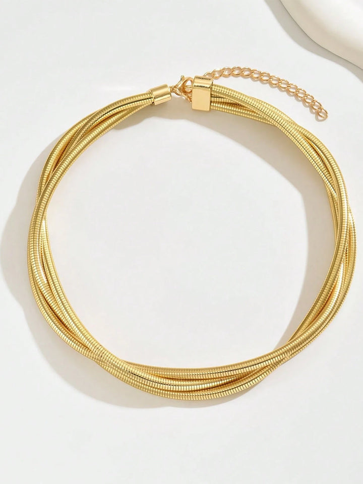 Collier Ras-du-Cou à Trois Niveaux Doré
