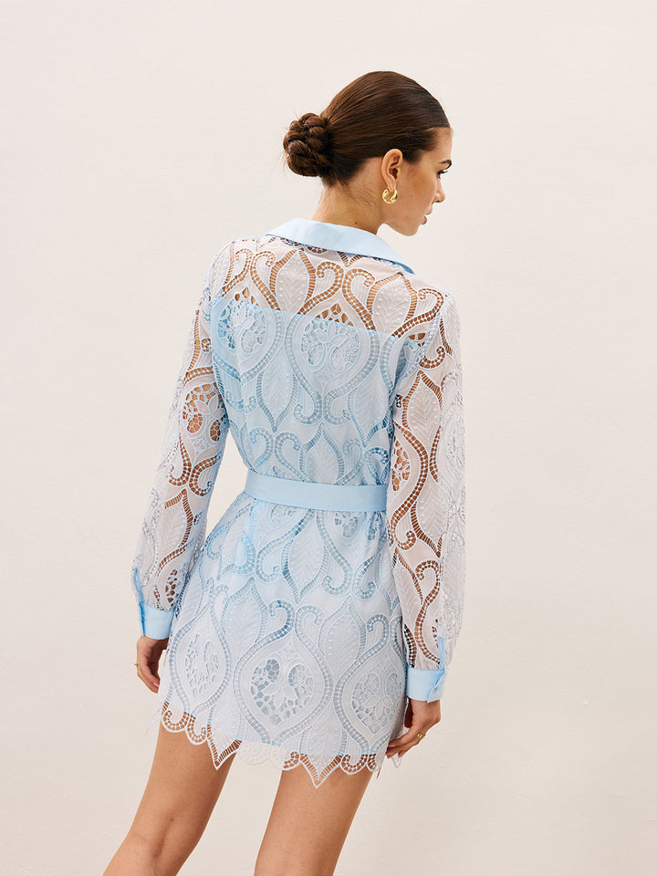 Robe Mini Dentelle Transparente 2 en 1