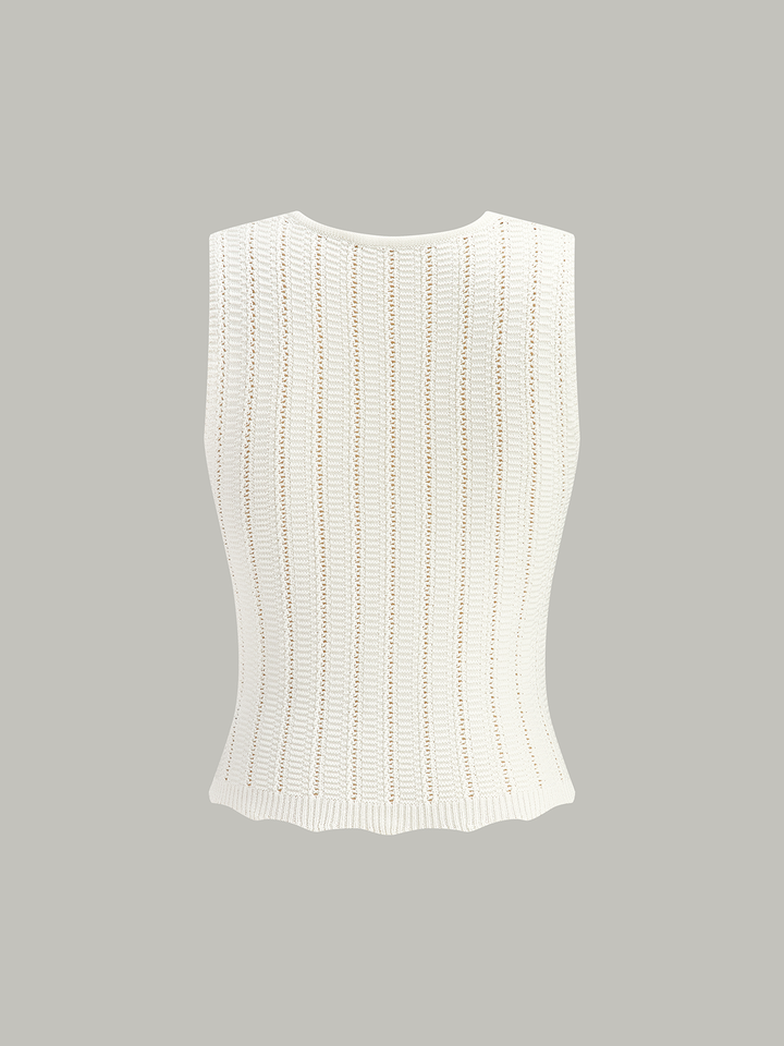 Gilet Pull Sans Manches Avec Décoration Florale