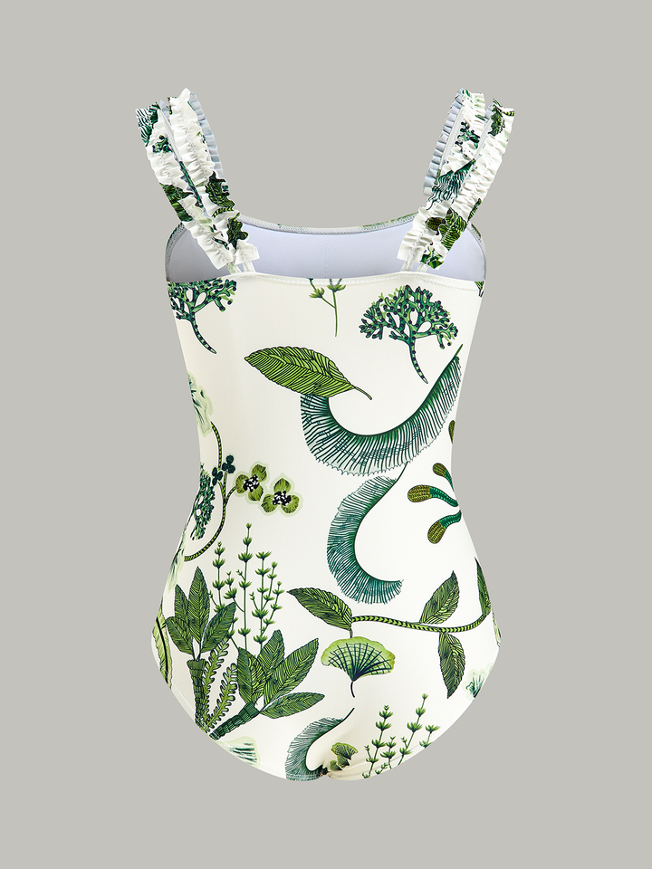 Maillot de bain une pièce à volants et imprimé floral