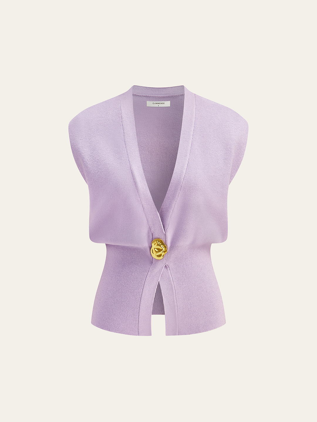 Gilet sans manches à col en V et boutons